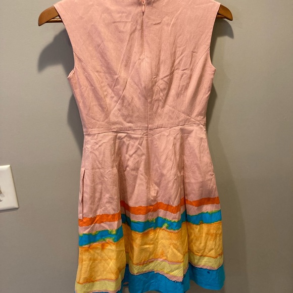 Tracy Reese X Anthropologie Pink Painterly Pleated Fit & Flare Dress - Picture 3 of 6